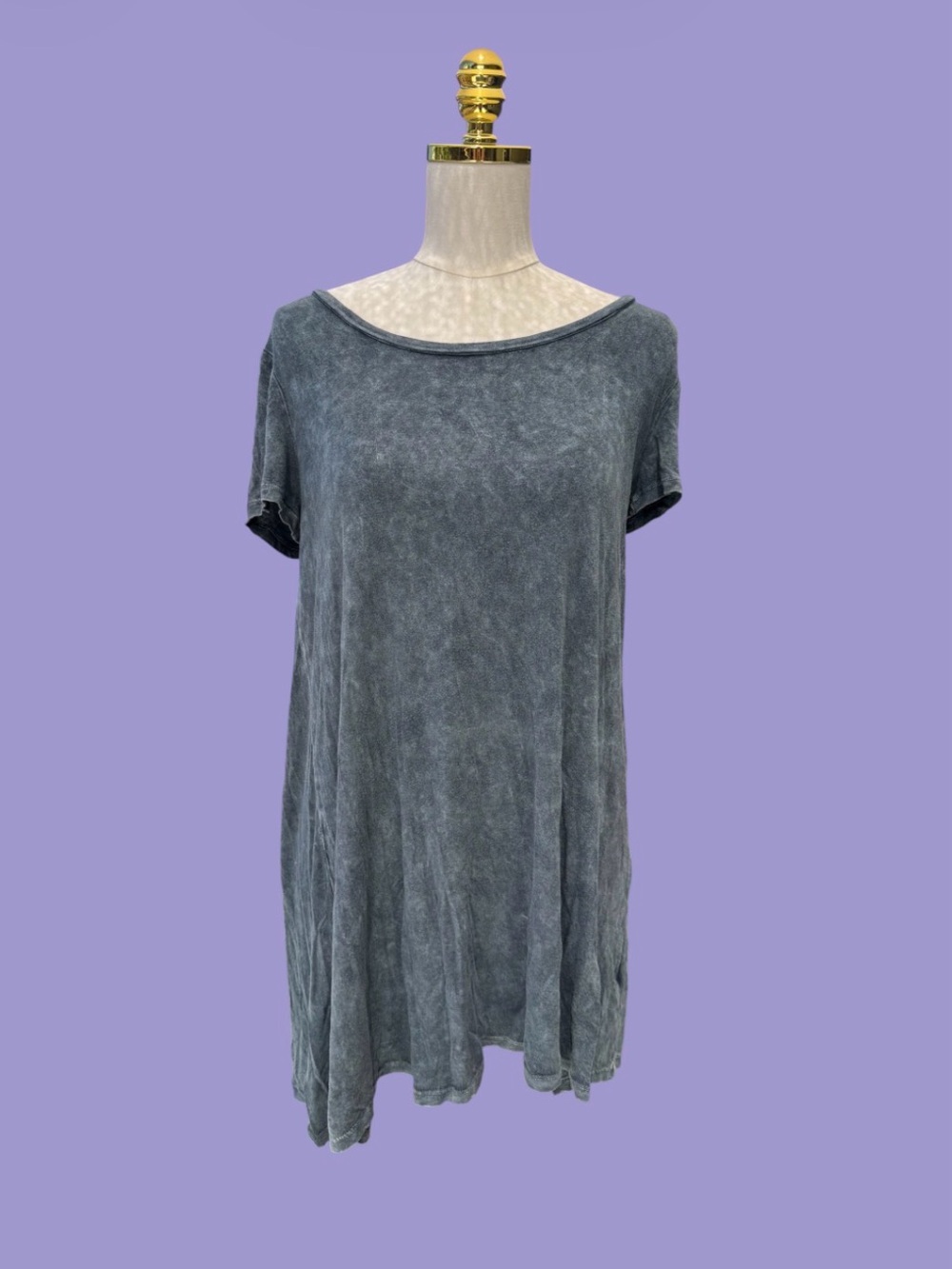 Tie Dye Tshirt Dress Tunic Slate Blue Gray Small